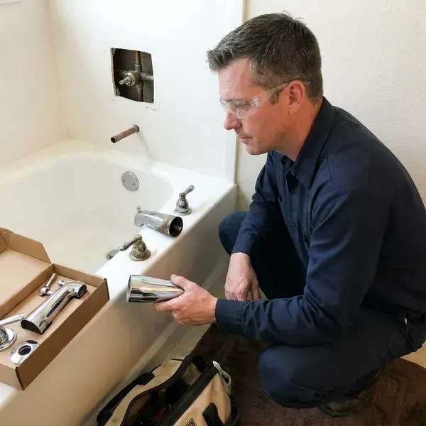 FHN Plumbing technician providing bathtub faucet replacement in Bellevue, WA