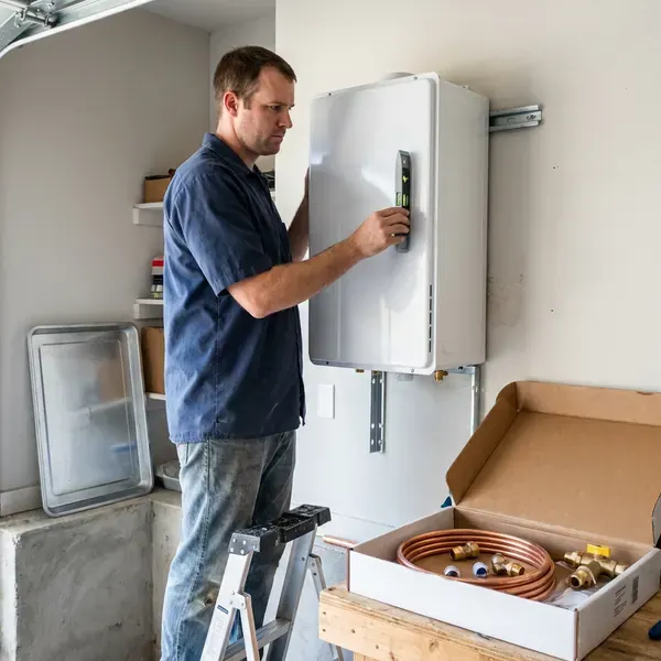 FHN Plumbing technician providing tankless water heater replacement in Seattle, WA